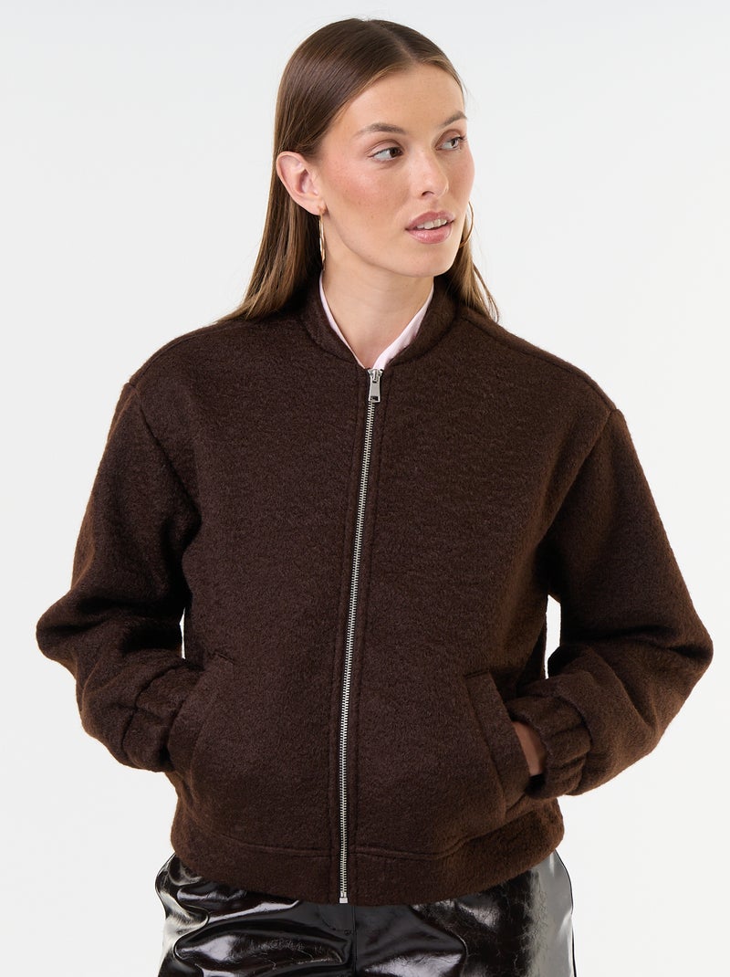 Chaqueta efecto lana Marron - Kiabi