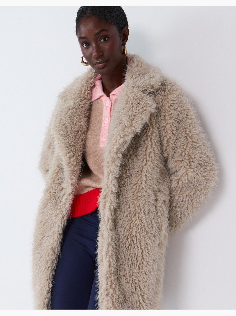 Chaqueta efecto pelo, mo fashion Beige - Kiabi