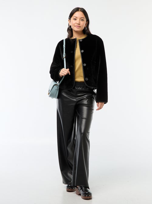 Chaqueta efecto peluche cuello redondo - Kiabi