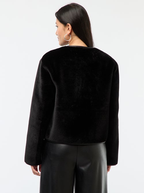 Chaqueta efecto peluche cuello redondo - Kiabi