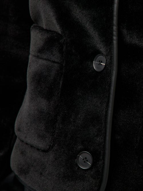 Chaqueta efecto peluche cuello redondo - Kiabi