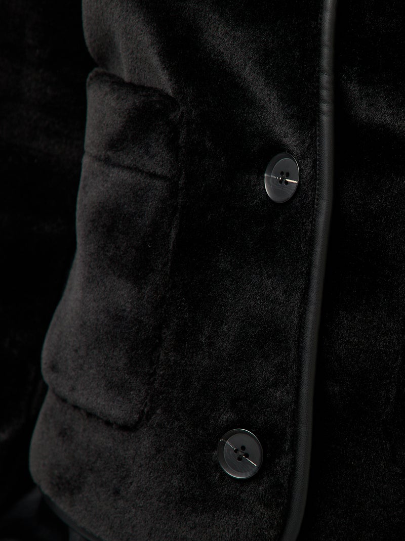 Chaqueta efecto peluche cuello redondo Negro - Kiabi