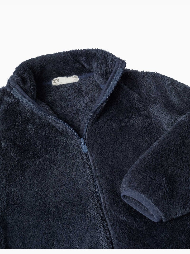 Chaqueta en sherpa con cierre de cremallera Azul oscuro - Kiabi
