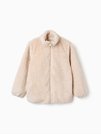 Chaqueta en sherpa con cierre de cremallera