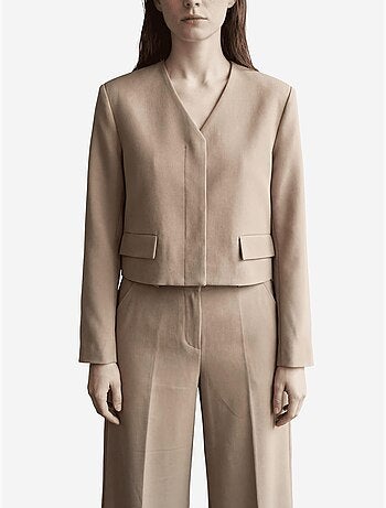 Chaqueta entallada con cuello en v y bolsillo de my fashion