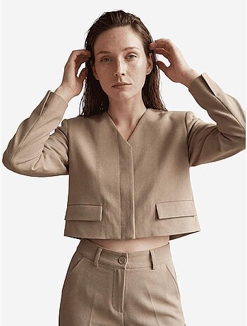 Chaqueta entallada con cuello en v y bolsillo de my fashion