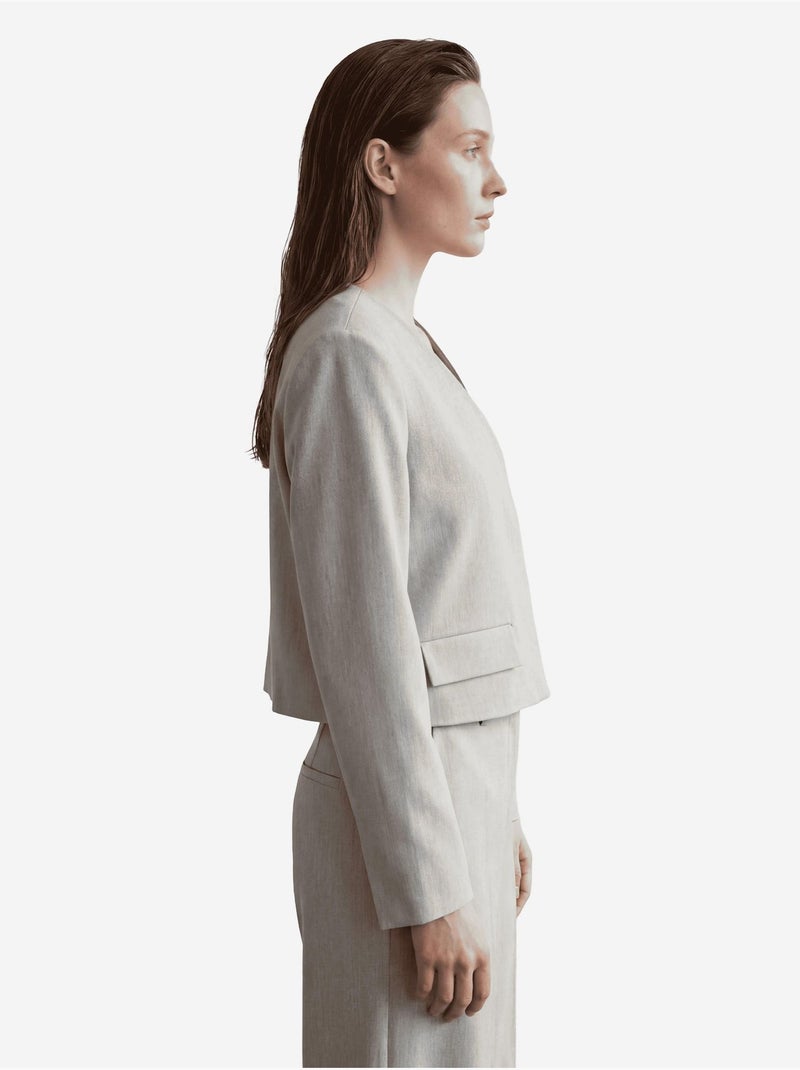 Chaqueta entallada con cuello en v y bolsillo de my fashion Gris - Kiabi