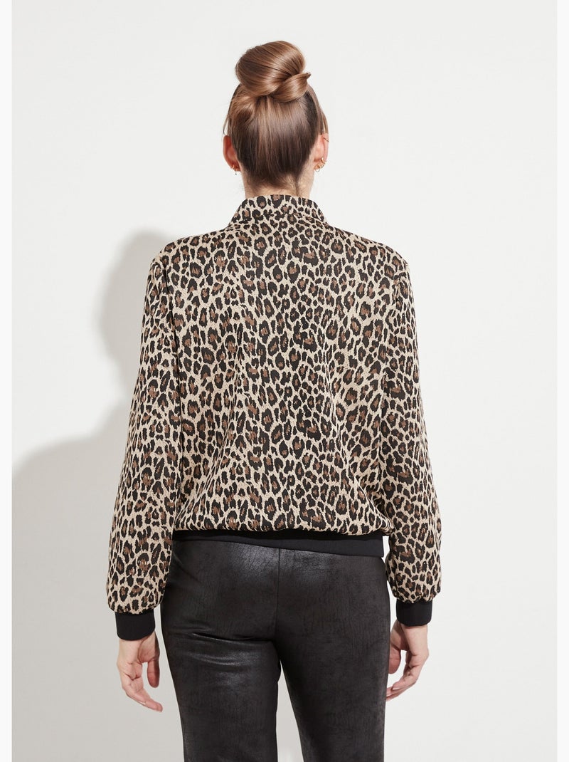Chaqueta estilo bomber con estampado de piel animal y cierre a presión - Afibel Beige/Negro - Kiabi