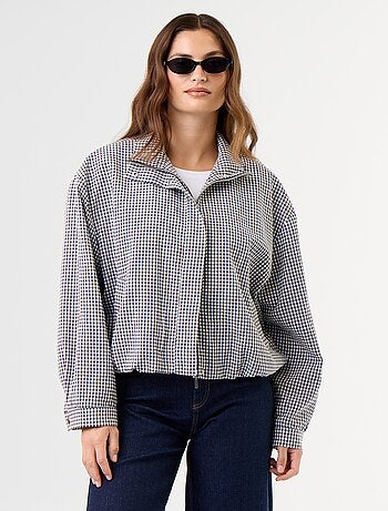 Chaqueta estilo bomber de cuadros
