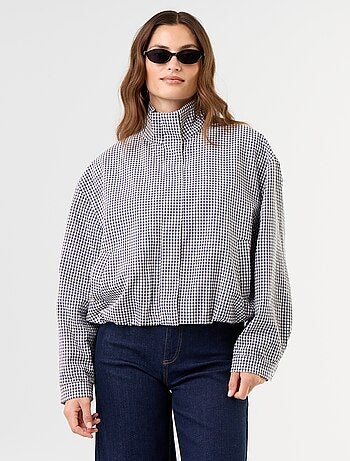 Chaqueta estilo bomber de cuadros