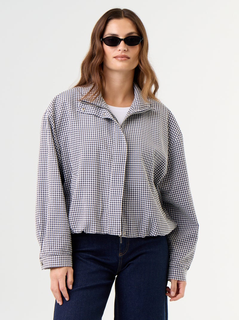 Chaqueta estilo bomber de cuadros Azul - Kiabi