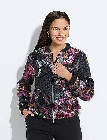 Chaqueta estilo bomber en tejido de rizo estampado - Afibel