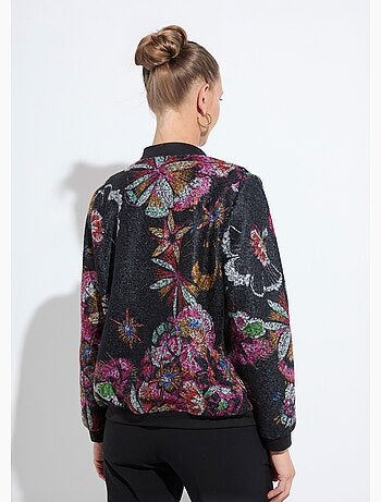 Chaqueta estilo bomber en tejido de rizo estampado - Afibel