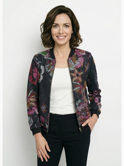 Chaqueta estilo bomber en tejido de rizo estampado - Afibel - Kiabi
