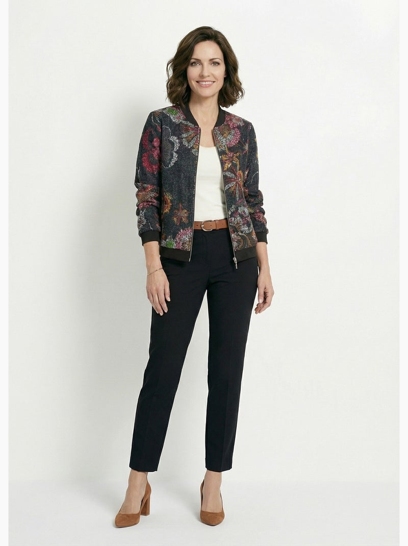 Chaqueta estilo bomber en tejido de rizo estampado - Afibel Negro Rosa - Kiabi