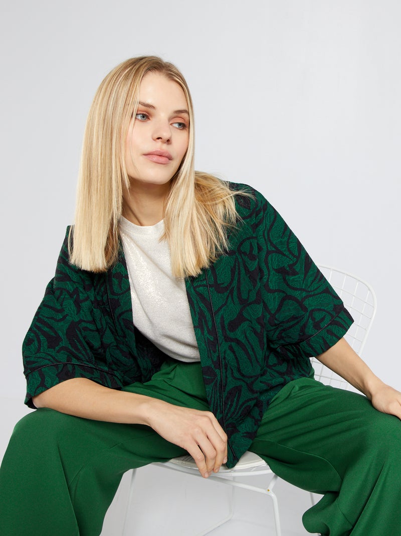 Chaqueta estilo kimono corta negro/verde - Kiabi