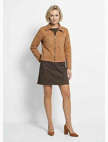 Chaqueta estilo motero con cremallera, piel sintética - Afibel