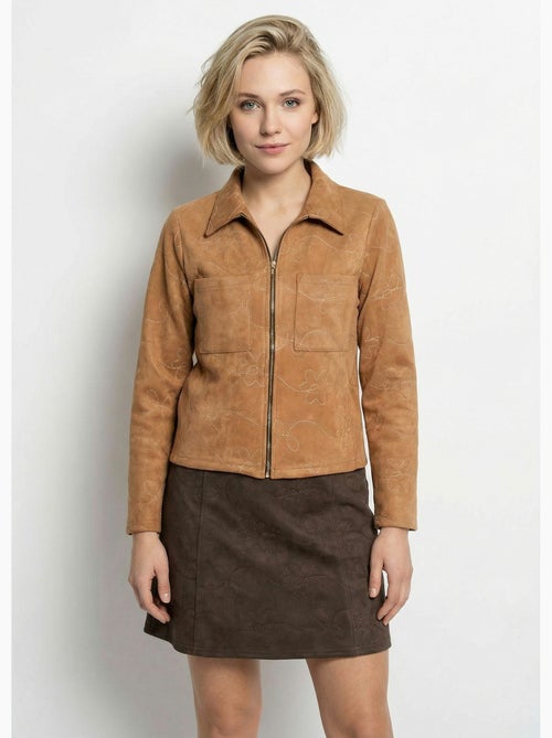 Chaqueta estilo motero con cremallera, piel sintética - Afibel - Kiabi