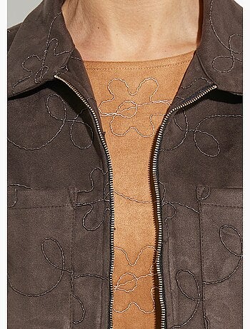 Chaqueta estilo motero con cremallera, piel sintética - Afibel