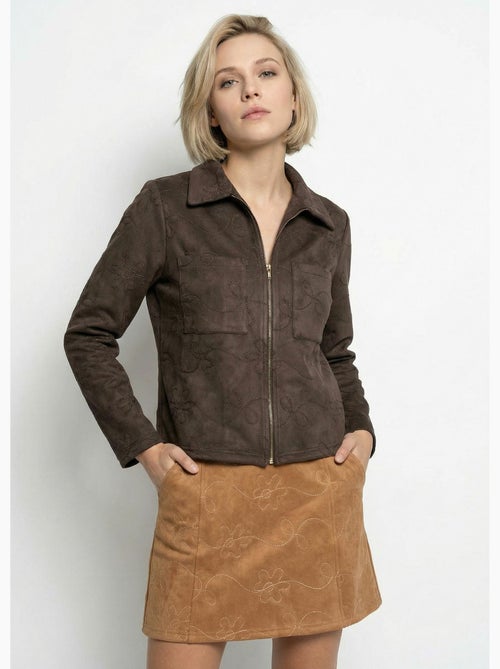 Chaqueta estilo motero con cremallera, piel sintética - Afibel - Kiabi