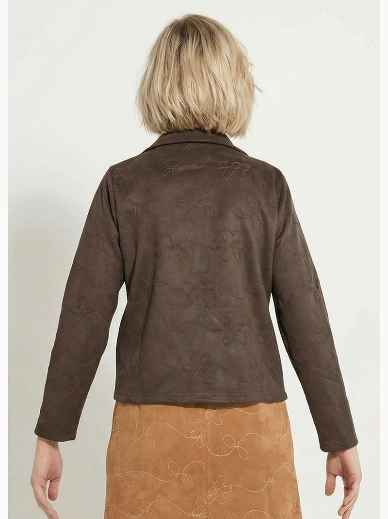 Chaqueta estilo motero con cremallera, piel sintética - Afibel Marrón chocolate - Kiabi