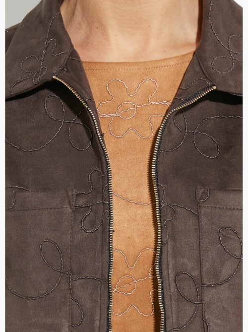 Chaqueta estilo motero con cremallera, piel sintética - Afibel - Kiabi