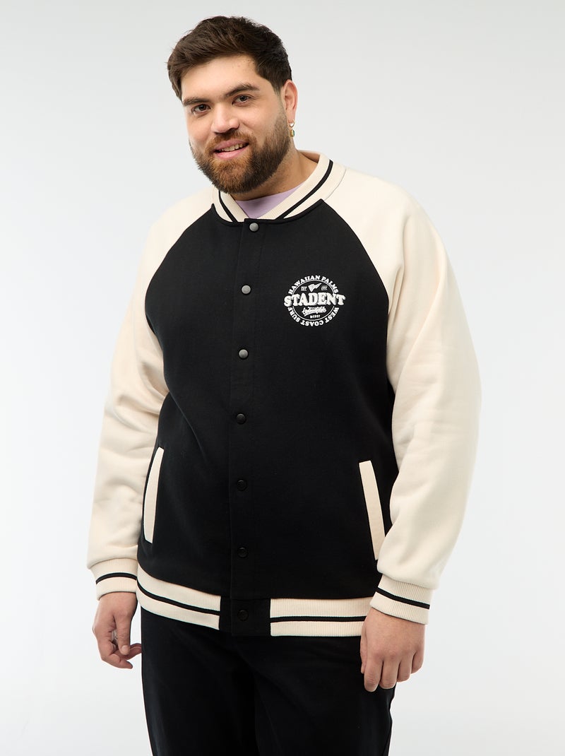 Chaqueta estilo universitario mangas raglán Negro - Kiabi