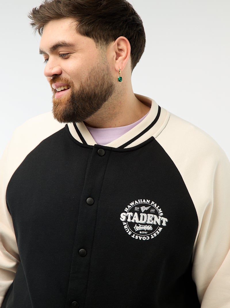 Chaqueta estilo universitario mangas raglán Negro - Kiabi