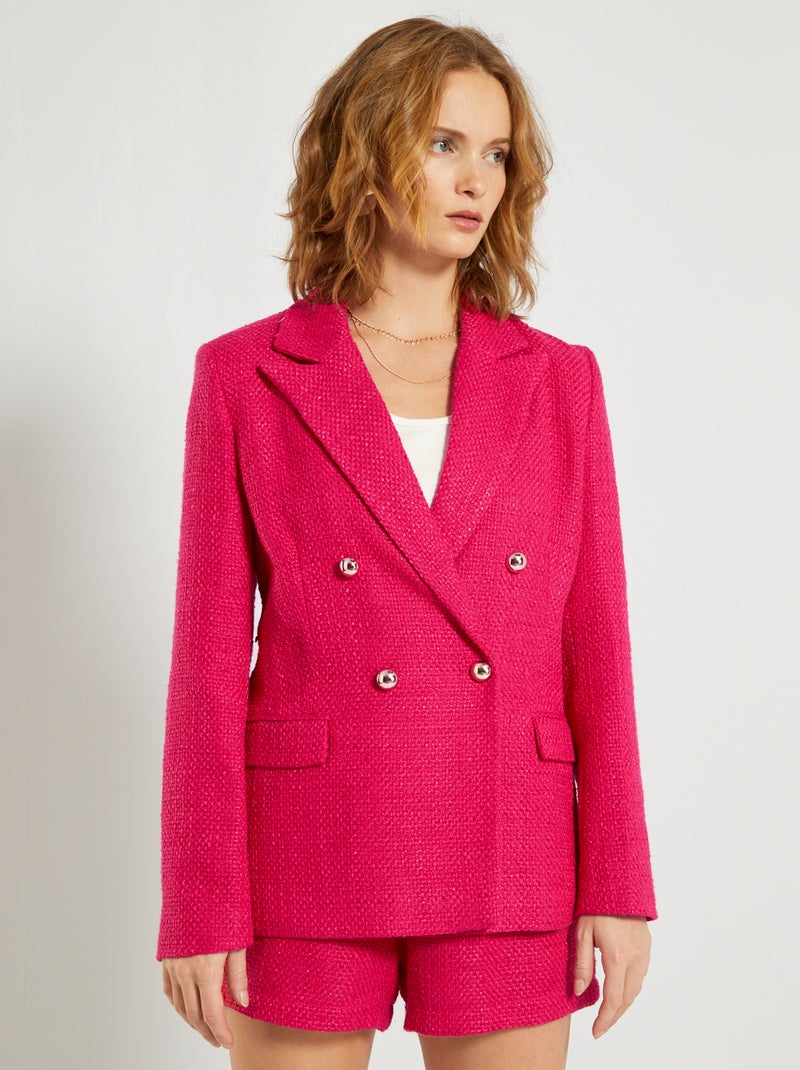 Chaqueta estructurada de tweed rosa intenso - Kiabi