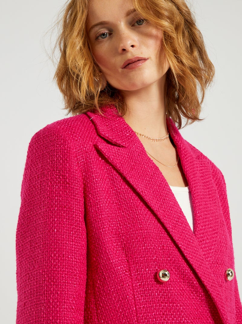 Chaqueta estructurada de tweed rosa intenso - Kiabi