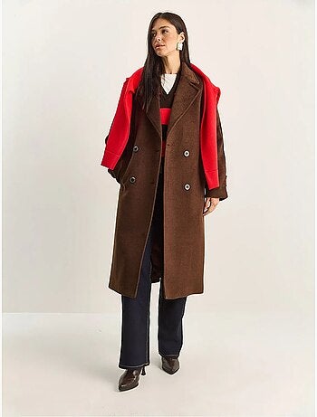 Chaqueta extragrande de mezcla de algodón y felpa con botones lucci