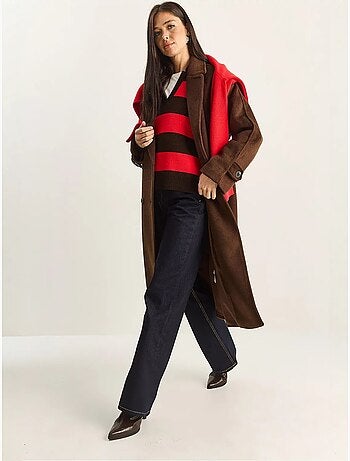 Chaqueta extragrande de mezcla de algodón y felpa con botones lucci