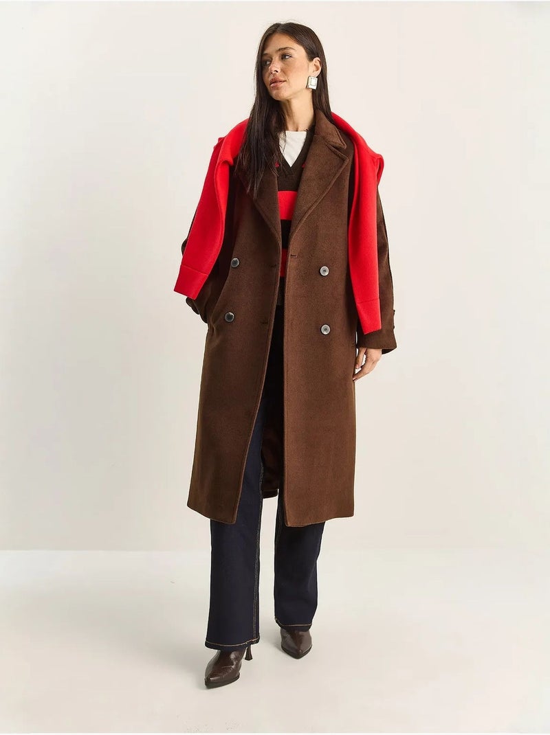 Chaqueta extragrande de mezcla de algodón y felpa con botones lucci Marrón - Kiabi