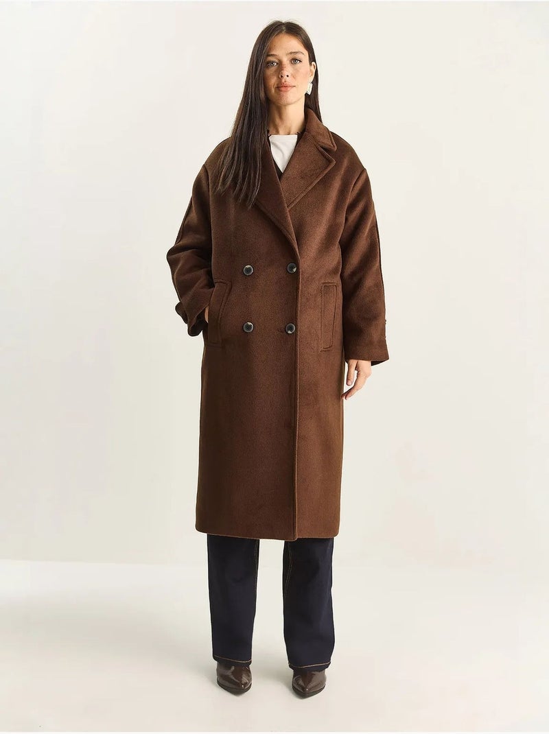 Chaqueta extragrande de mezcla de algodón y felpa con botones lucci Marrón - Kiabi