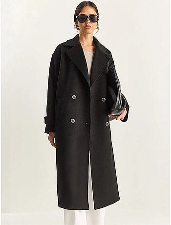 Chaqueta extragrande de mezcla de algodón y felpa con botones lucci