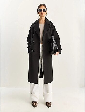 Chaqueta extragrande de mezcla de algodón y felpa con botones lucci