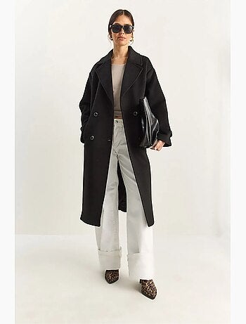 Chaqueta extragrande de mezcla de algodón y felpa con botones lucci