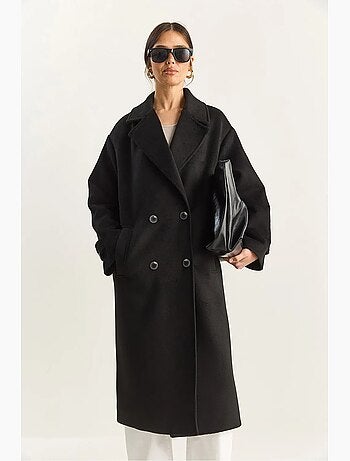 Chaqueta extragrande de mezcla de algodón y felpa con botones lucci