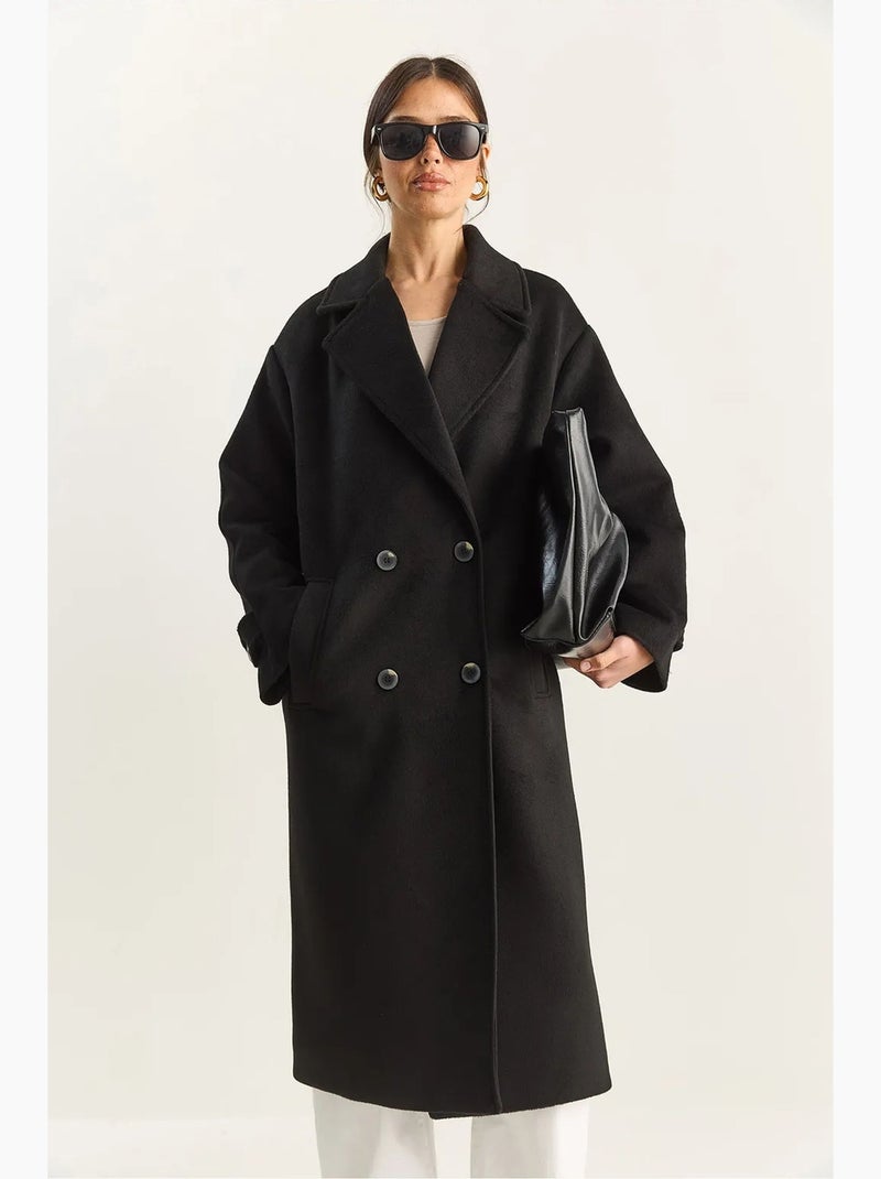 Chaqueta extragrande de mezcla de algodón y felpa con botones lucci Negro - Kiabi