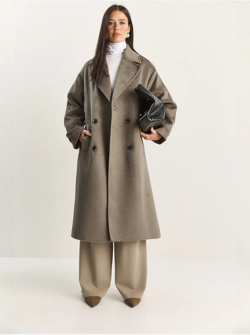Chaqueta extragrande de mezcla de algodón y felpa con botones lucci Verde caqui - Kiabi