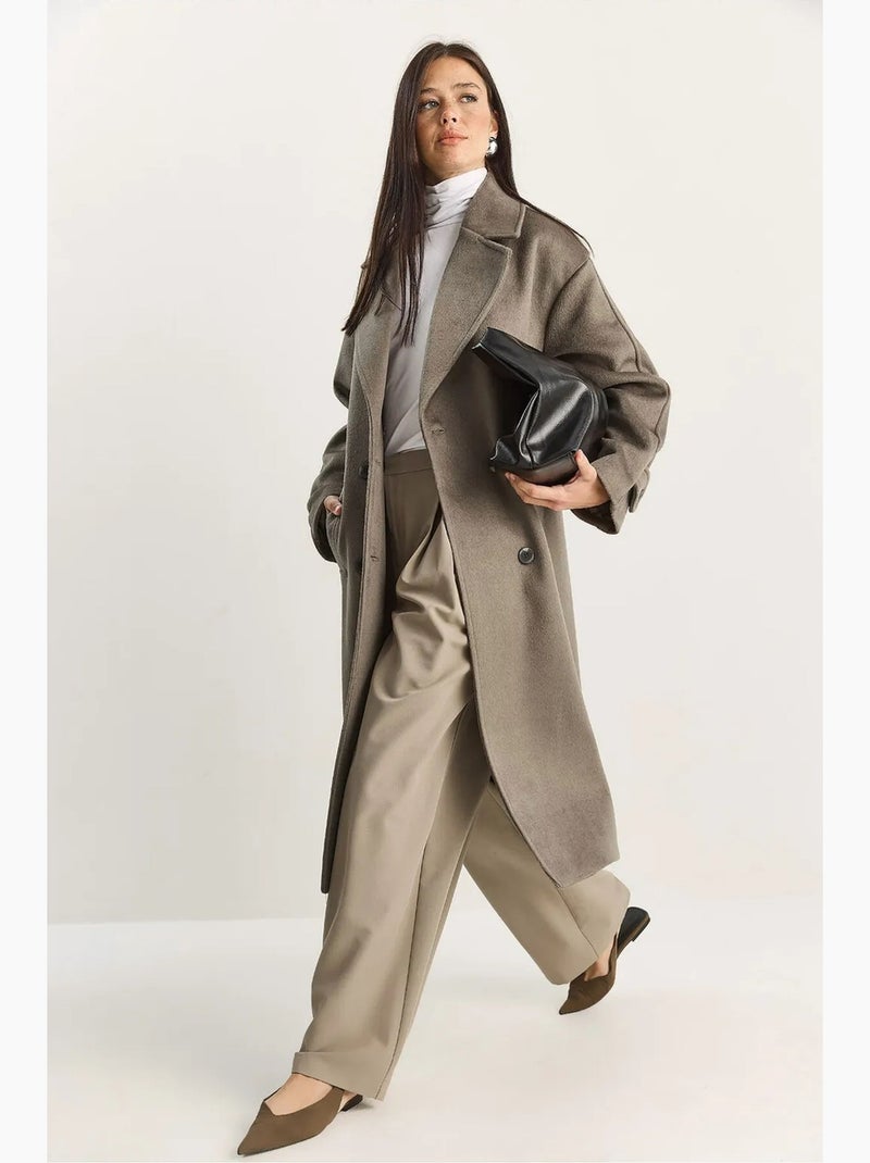 Chaqueta extragrande de mezcla de algodón y felpa con botones lucci Verde caqui - Kiabi