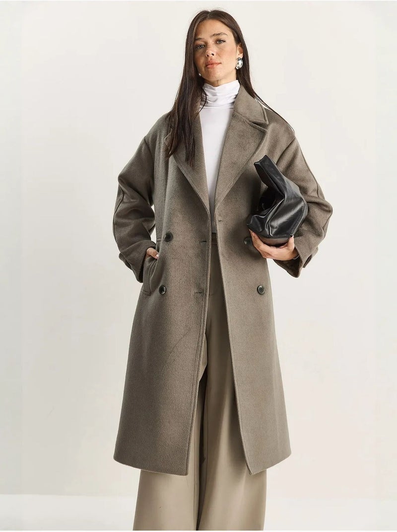 Chaqueta extragrande de mezcla de algodón y felpa con botones lucci Verde caqui - Kiabi