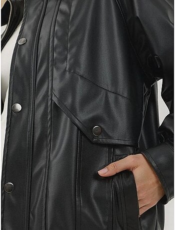 Chaqueta extragrande de piel sintética con bolsillos hiccup