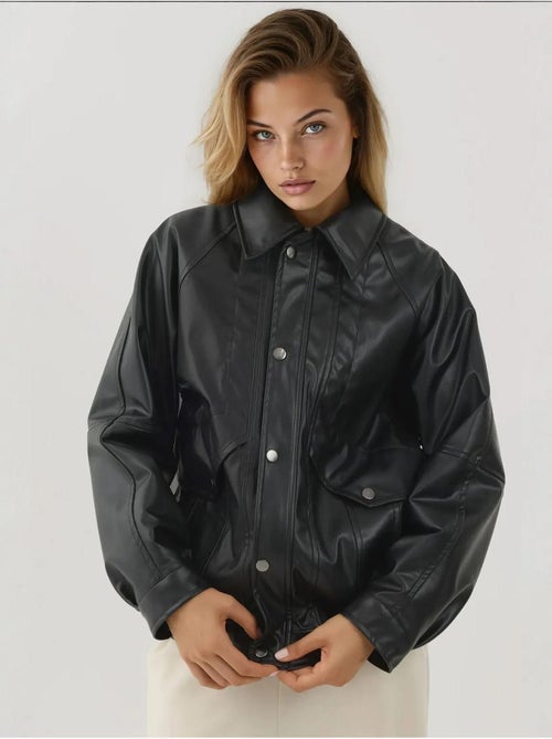 Chaqueta extragrande de piel sintética con bolsillos hiccup - Kiabi