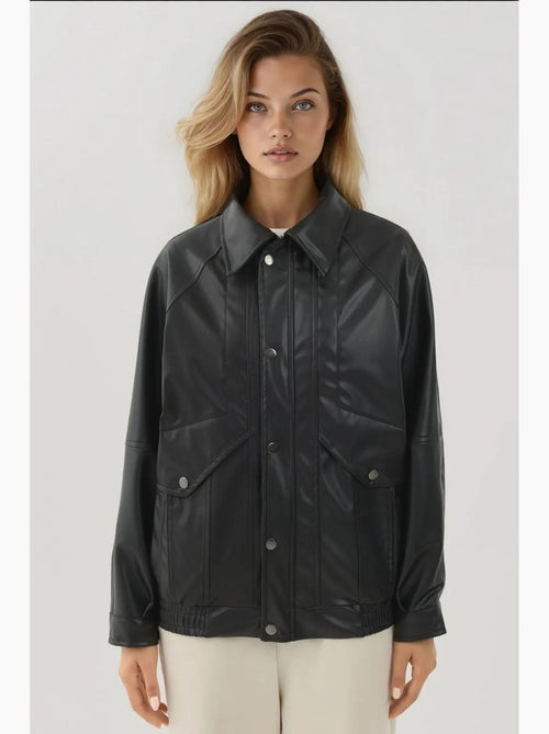 Chaqueta extragrande de piel sintética con bolsillos hiccup - Kiabi