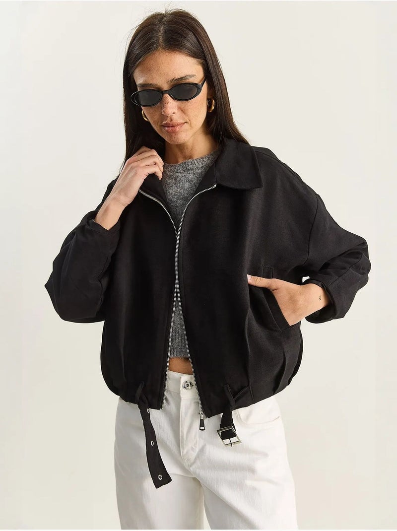 Chaqueta extragrande de piel sintética con cierre de cremallera y bolsillos lucci Negro - Kiabi