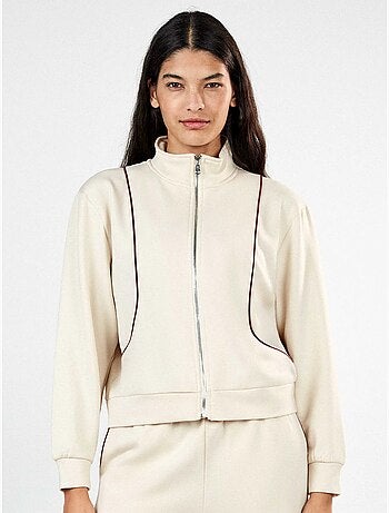 Chaqueta felpa corta con cremallera