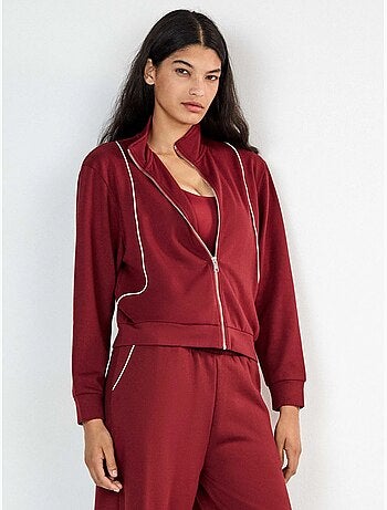 Chaqueta felpa corta con cremallera
