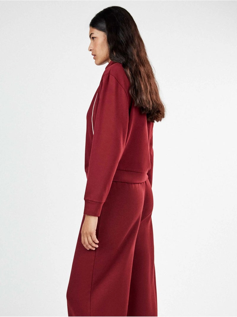 Chaqueta felpa corta con cremallera Granate - Kiabi