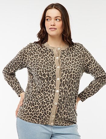 Chaqueta fina con estampado de leopardo